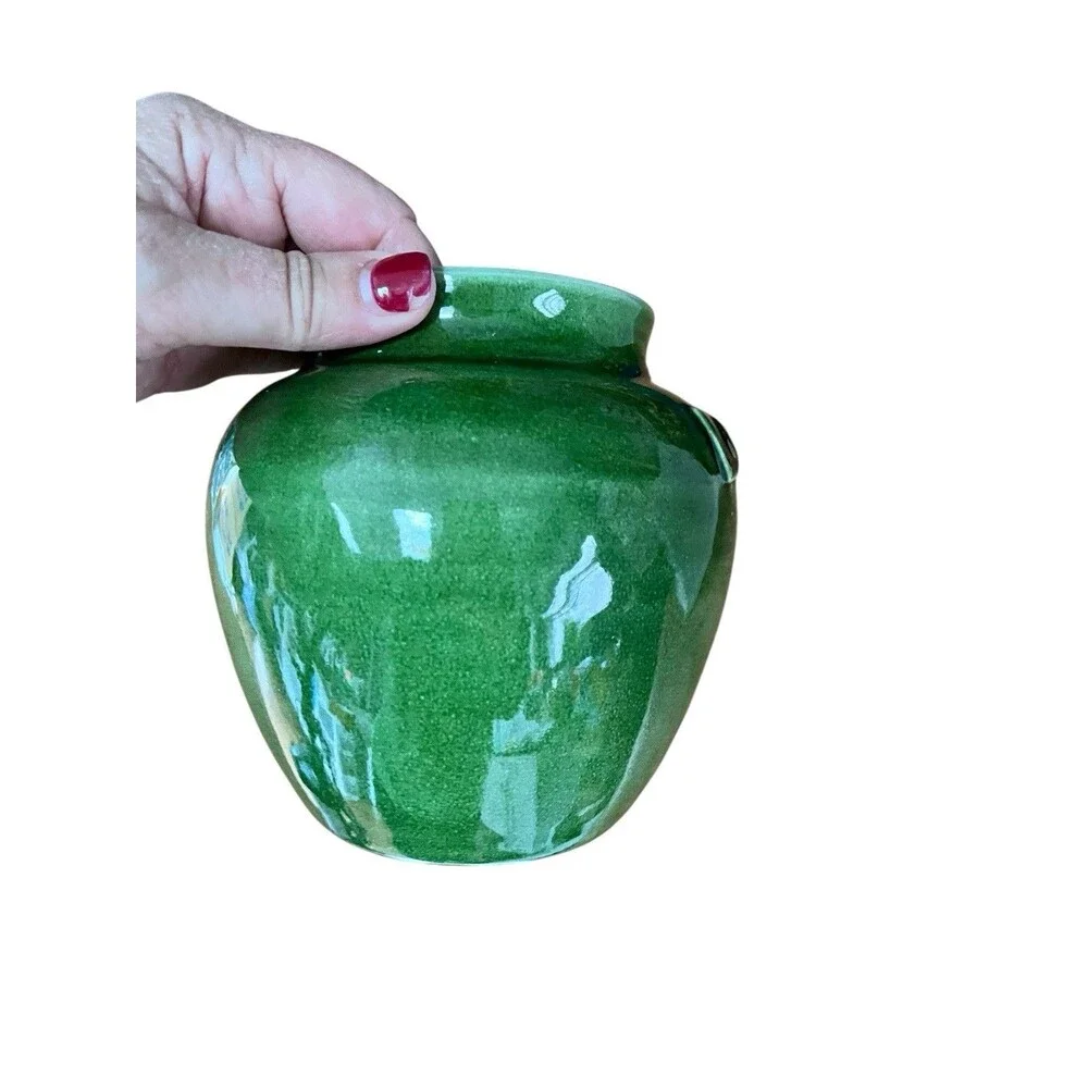 Williams Sonoma Dark Green Vase Pot Italian Olive Jar  Farmhouse French Country